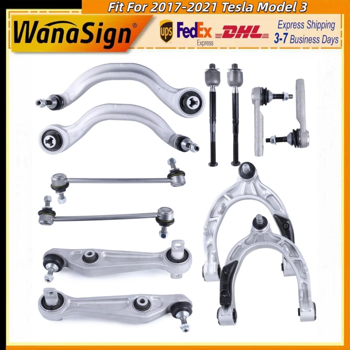 Wanasign 12X Front Suspension Wishbone Control Arm Kits For Tesla Model 3 17-23