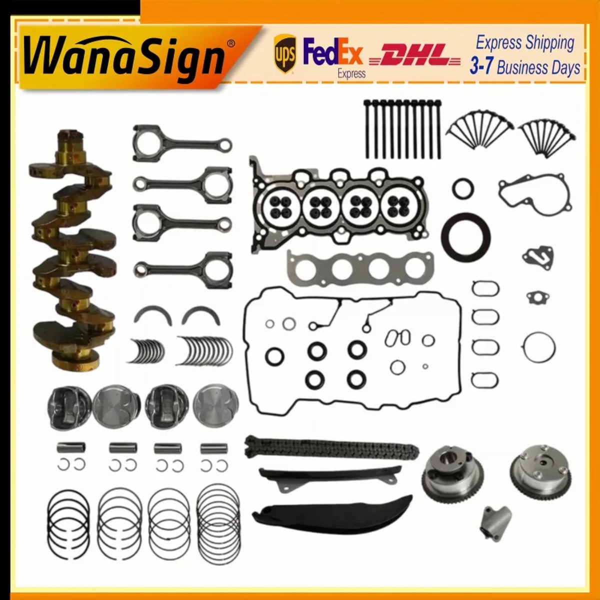 Wanasign Engine Rebuild Kit Crankshaft W/ Timing Chain Kit For Hyundai Kia G4NH 2.0L 17-24