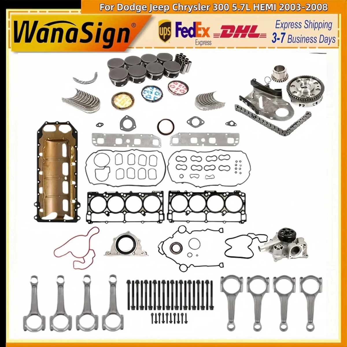 Wanasign Engine Rebuild Kit Fits For Dodge Jeep Chrysler 300 5.7L HEMI 03-08