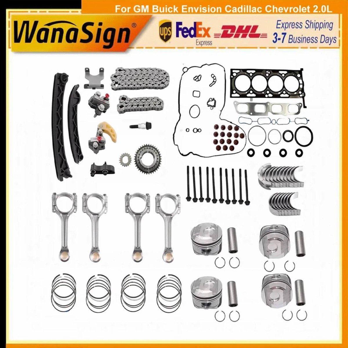Wanasign Engine Rebuild Kit Timing Chain Kit For GM Buick Envision Cadillac Chevrolet 2.0L
