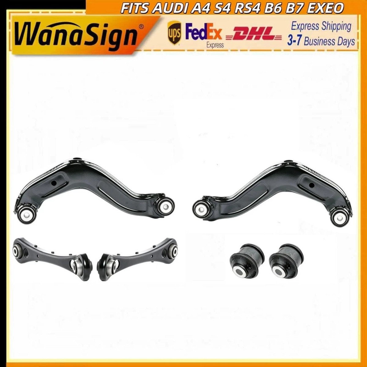 Wanasign FREAR SUSPENSION WISHBONES CONTROL ARMS HUB BUSHES OR For AUDI A4 S4 RS4 B6 B7 EXEO 2.0L