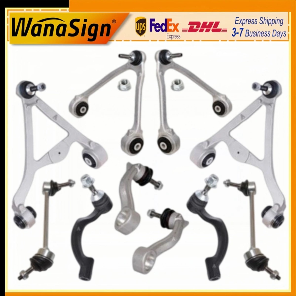 Wanasign Front Upper Lower Rear Control Arms Steering Tie Rods Linkages Kit For Jaguar XJ 4.2L
