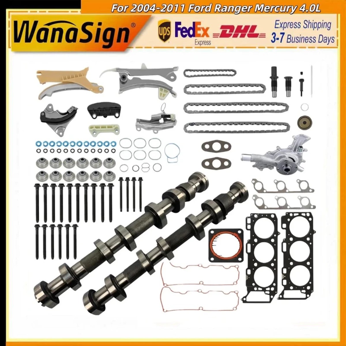 Wanaslgn Camshaft Head Gasket Set Timing Chain Kit For 04-11 Ford Ranger Mercury 4.0L V6