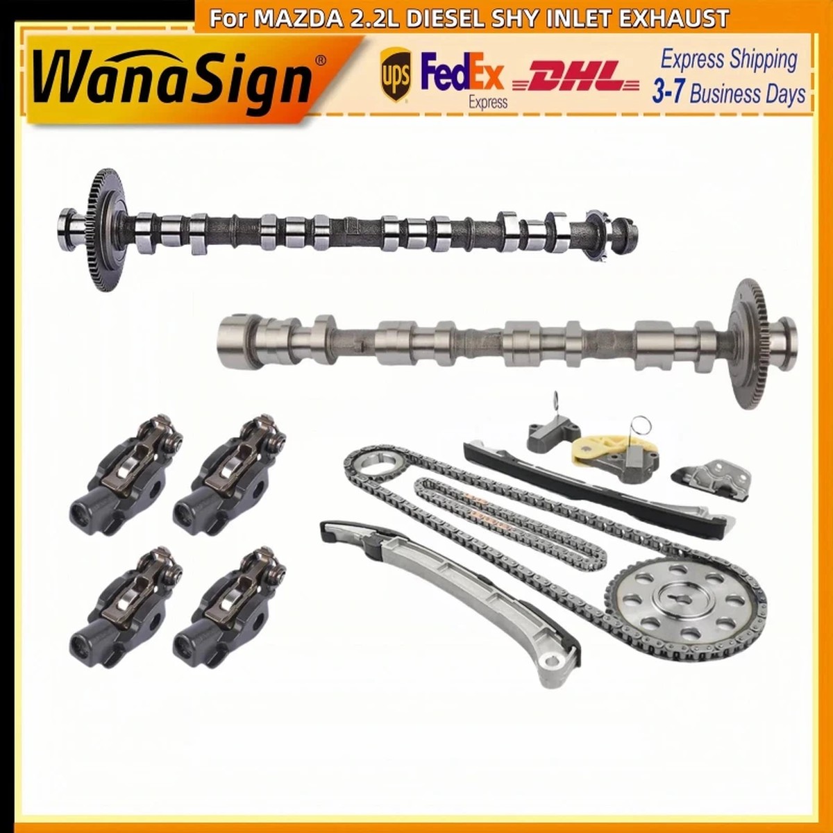 Wanaslgn Camshaft Timing Chain Kits Rocker Arms For 15-20 Mazda 3 6 CX-5 2.2L Diesel