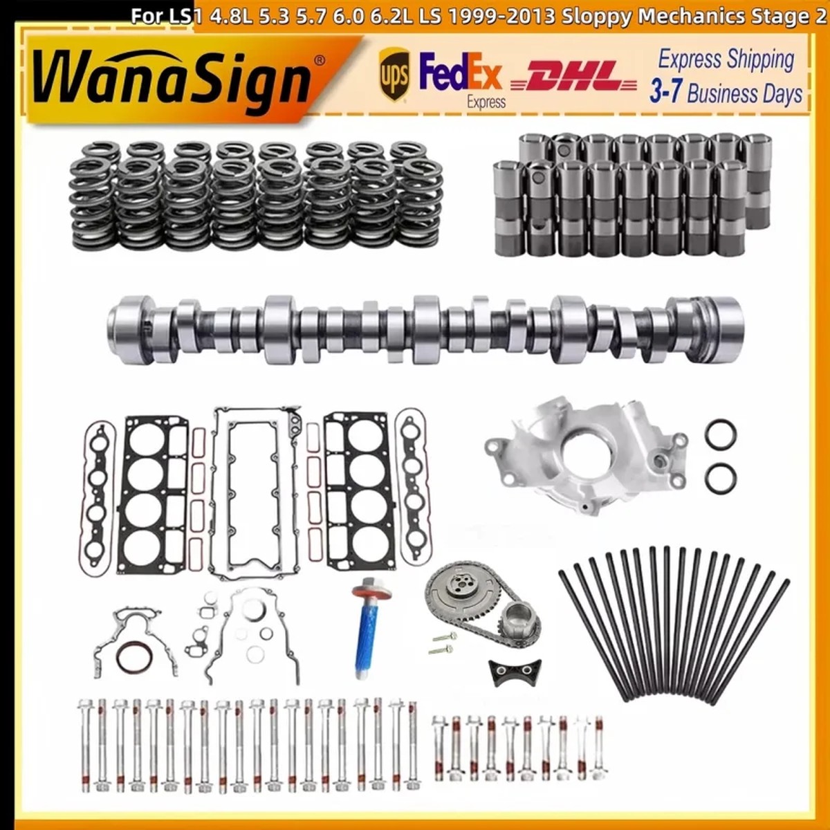 Wanaslgn Engine Stage 2 Camshaft Kit For LS1 4.8L 5.3L 5.7L 6.0L 6.2L LS 99-13