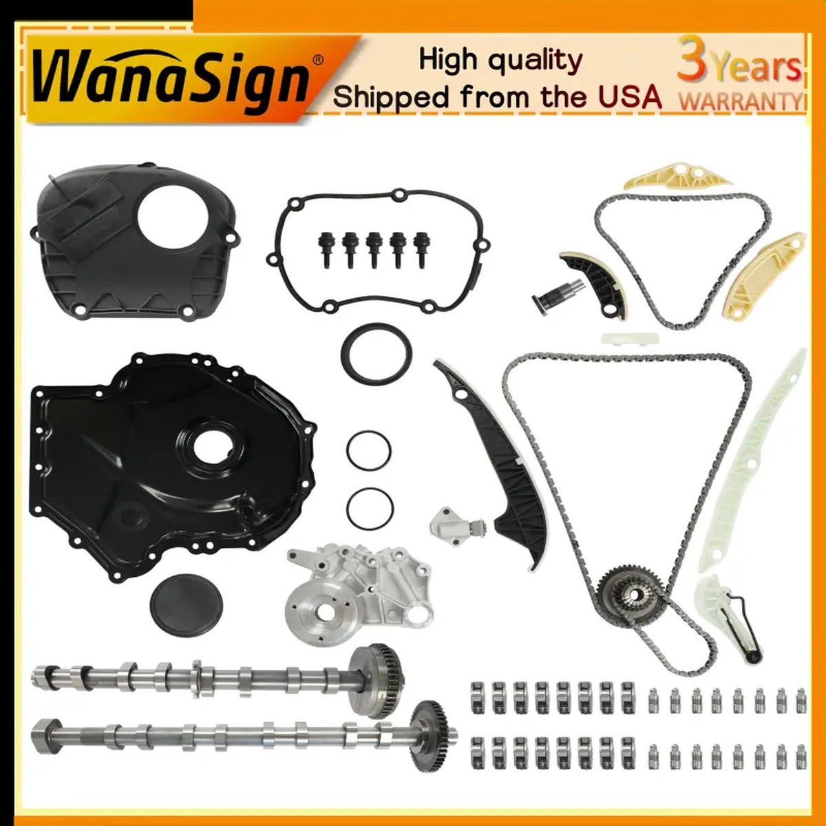 2008-2015 2.0 Intake & Exhaust Camshaft Timing Chain Kit For VW Jetta Audi A3 TT