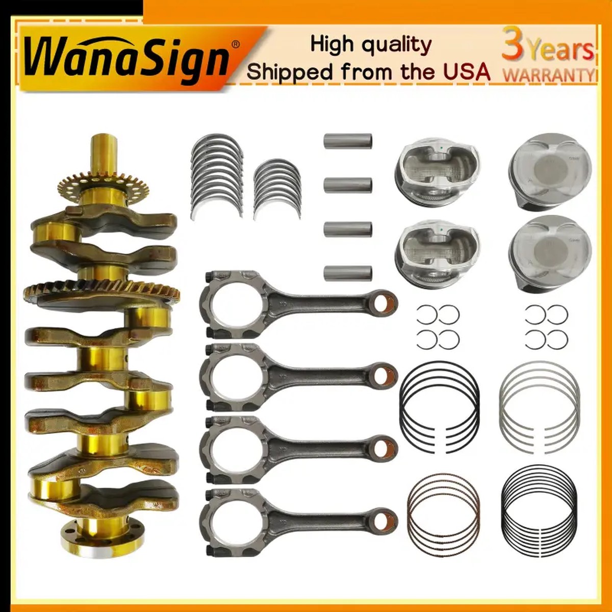 2AR-FE 2.5L Overhaul Engine Kit Crankshaft Con-Rods For Toyota Camry Rav4 Scion TC 09-18