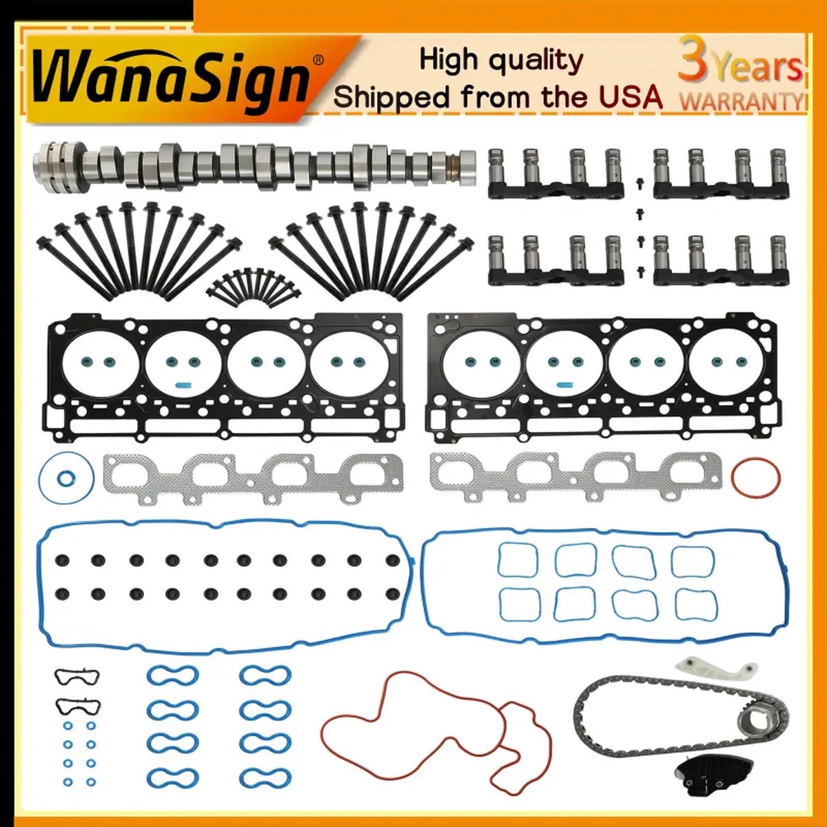 6.4 Hemi MDS Lifters Camshaft Kit Timing Chain Kit For Dodge Jeep 6.4L 2011-2019
