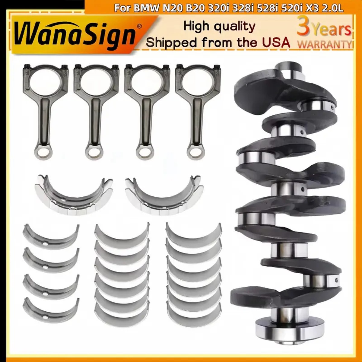 Crankshaft & Con Rod & Rod Bearings For BMW N20 B20 320i 328i 528i 520i X3 2.0L