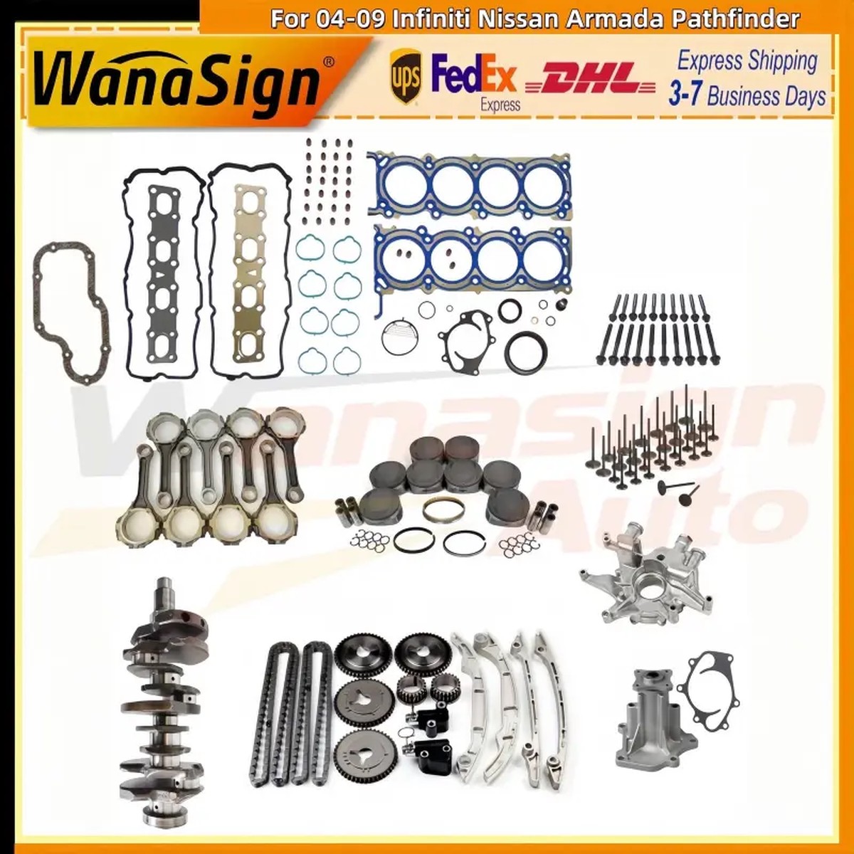 Engine Rebuild Kit Crankshaft Timing For 04-09 Infiniti Nissan Armada Pathfinder