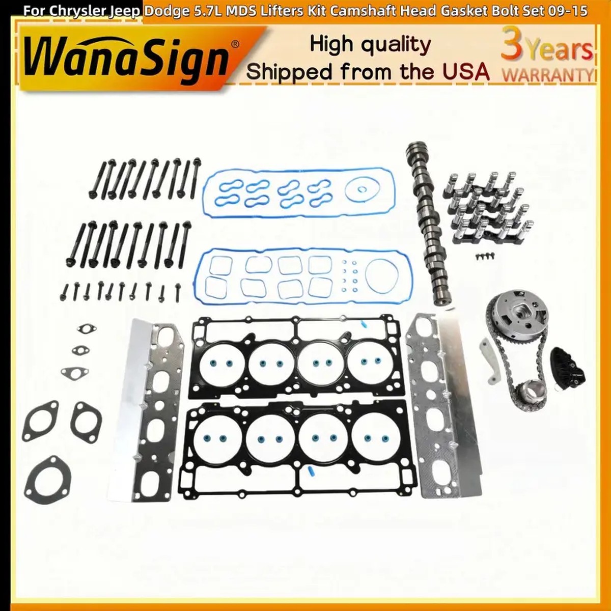 For Chrysler Jeep Dodge 5.7L MDS Lifters Kit Camshaft Head Gasket Bolt Set 09-15