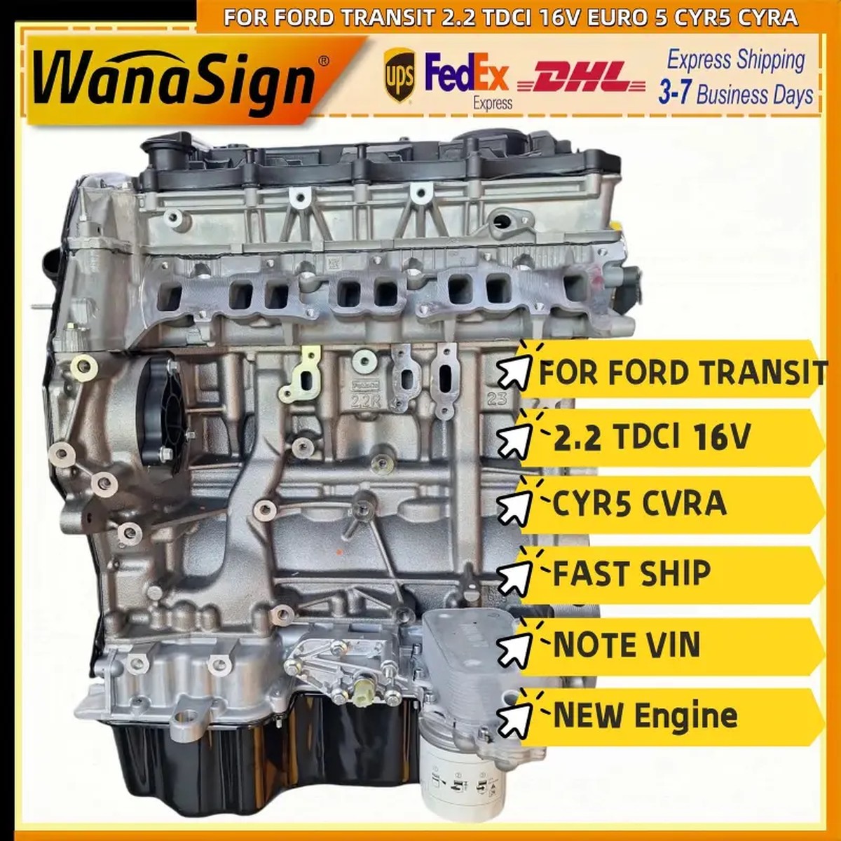 NEW Motor 4H03 CVRA SEMI-COMPLETE FOR FORD TRANSIT 2.2 TDCI 16V EURO 5 CYR5 CYRA
