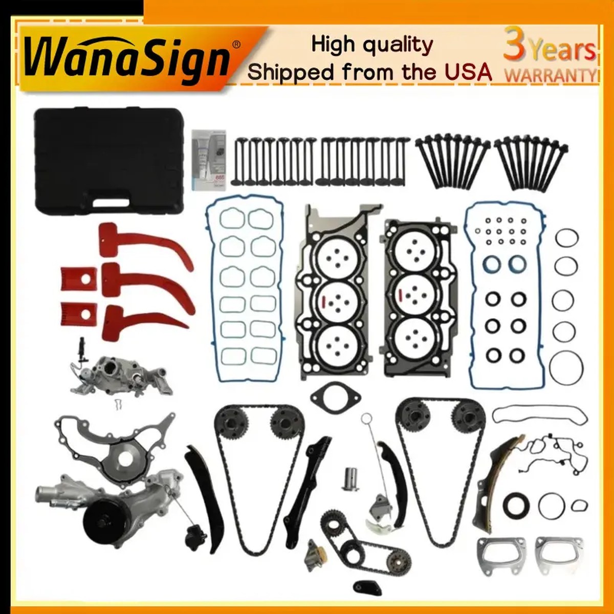 Piston Rods Timing Chain Full Gasket Kit For Jeep Grand Cherokee Wrangler 3.0L