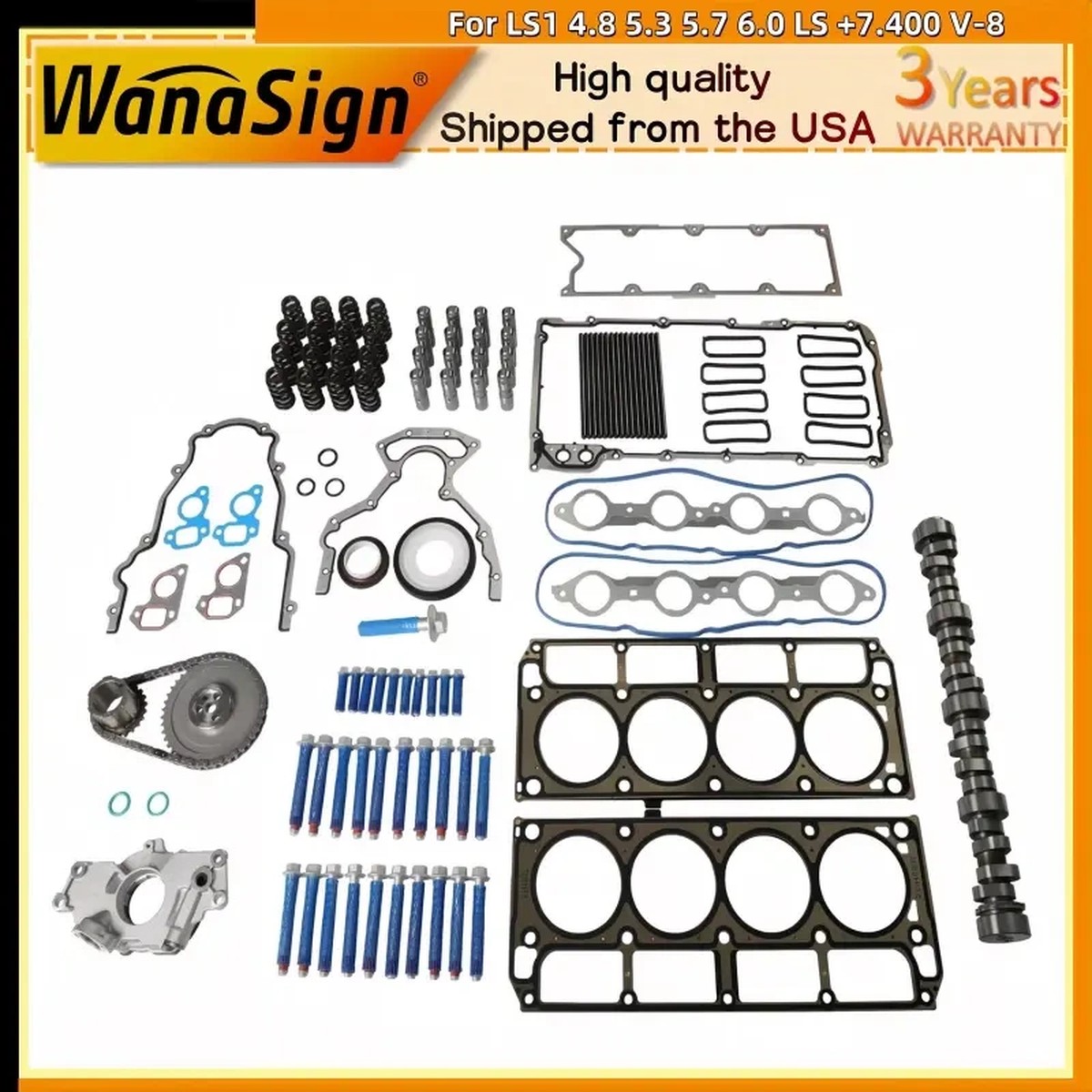 Sloppy Mechanics Stage 2 Cam Lifters Kit For LS1 4.8 5.3 5.7 6.0 LS +7.400 V-8