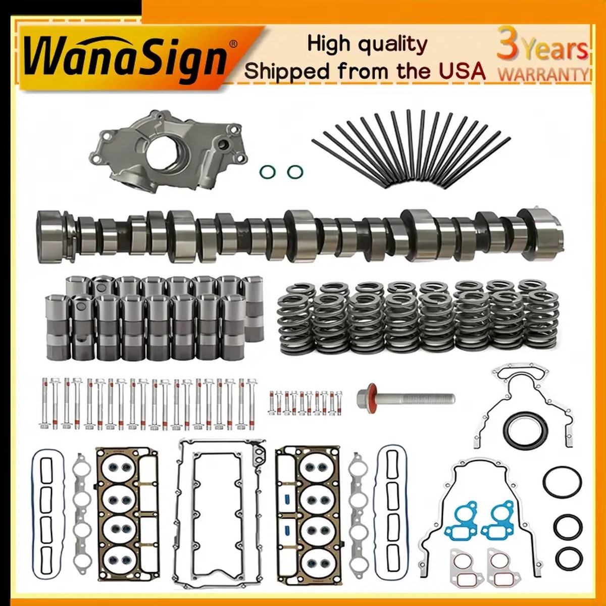 Sloppy Mechanics Stage 2 Cam Lifters Kit Head Gasket Set For Trucks/SUVs 4.8L 5.3L 5.7L 6.0L 6.2L LS +7.400 1997-2013