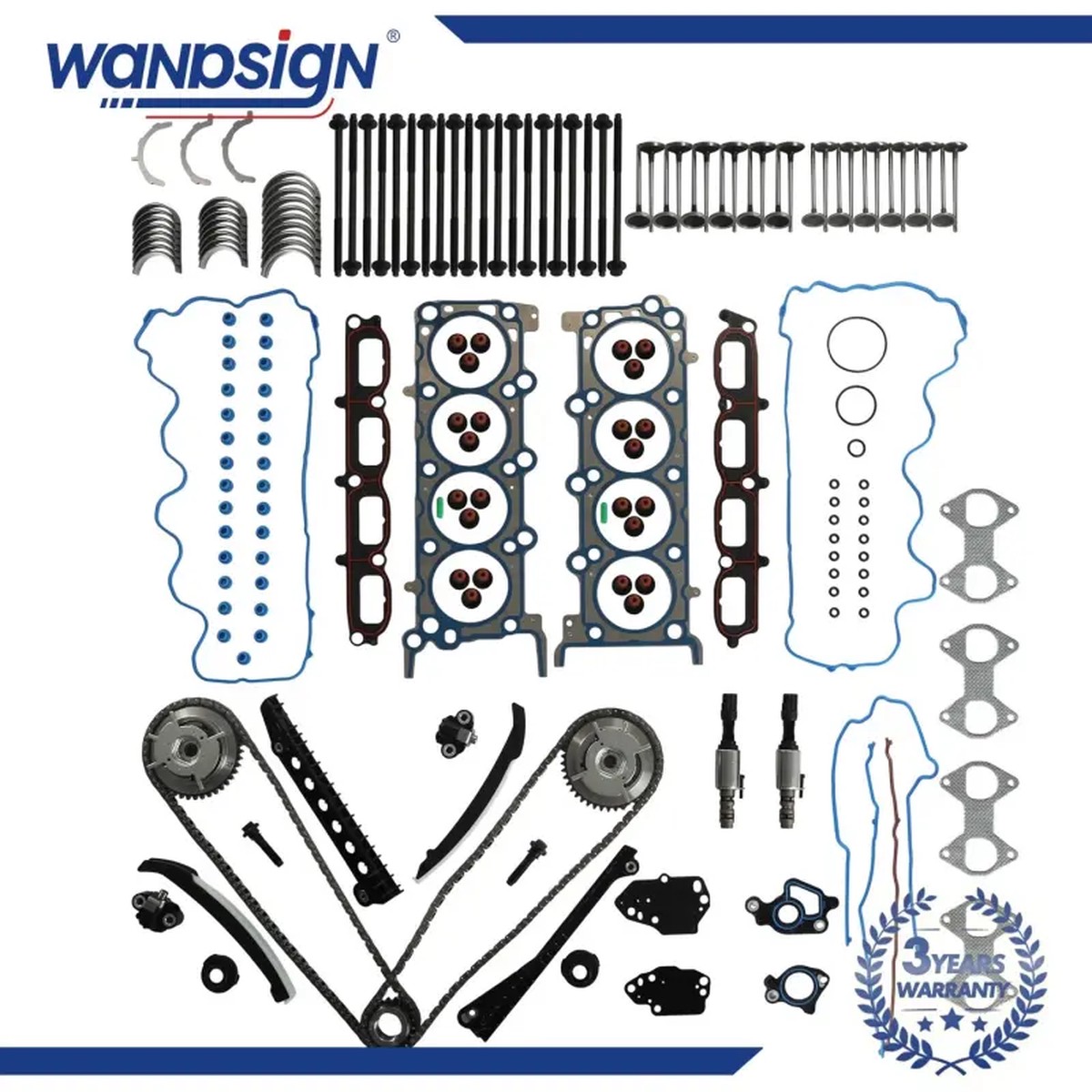 Timing Chain Kit Head Gasket Set w/Bearings For FORD F150 F250 F350 Lincoln 5.4L