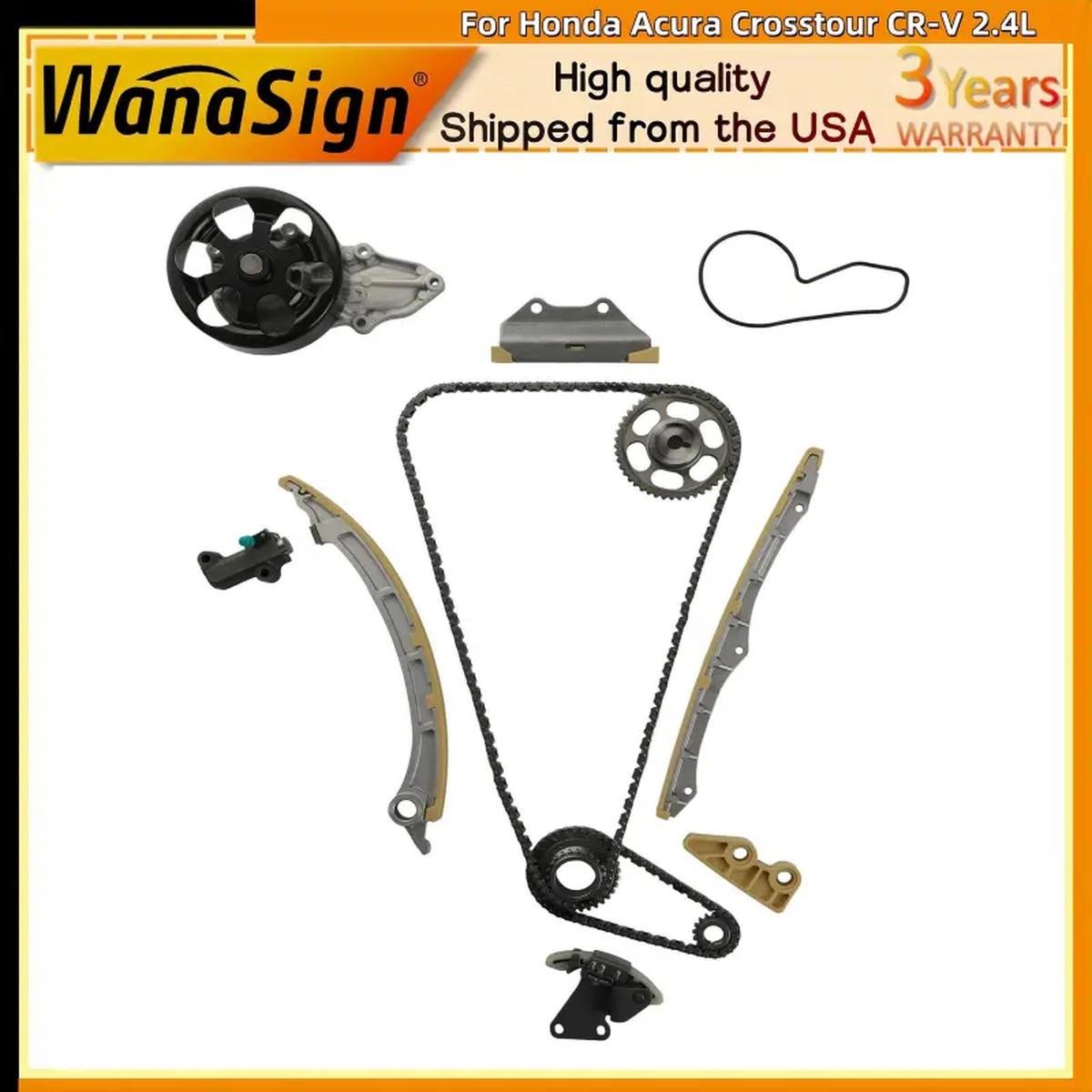 Timing Chain Kit w/Water Pump For Honda Acura Crosstour CR-V 2.4L K24Y2 K24Z3