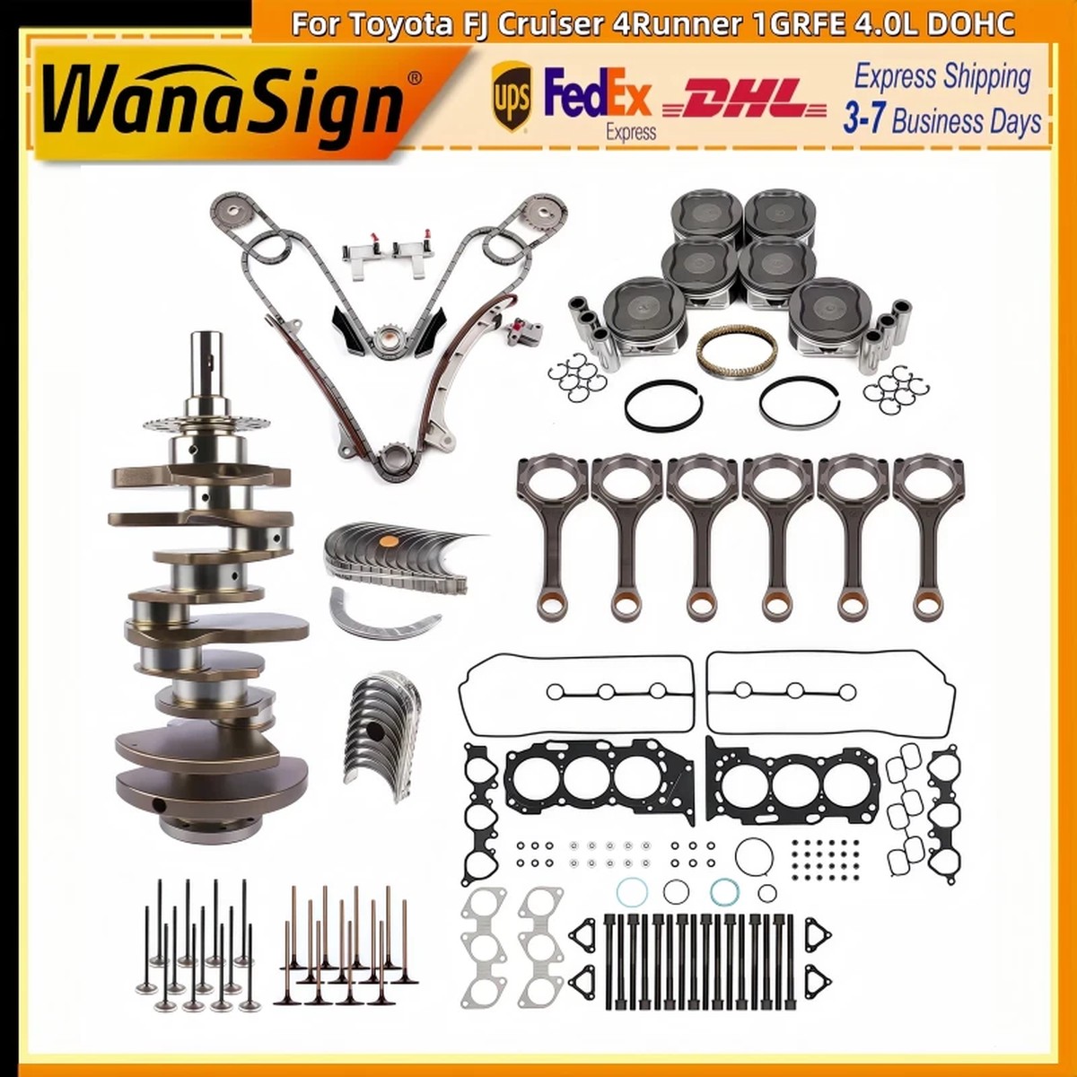 1GR-FE 4.0L Engine Overhaul Rebuild Kit For 2003-2015 Toyota FJ Cruiser 4Runner DOHC