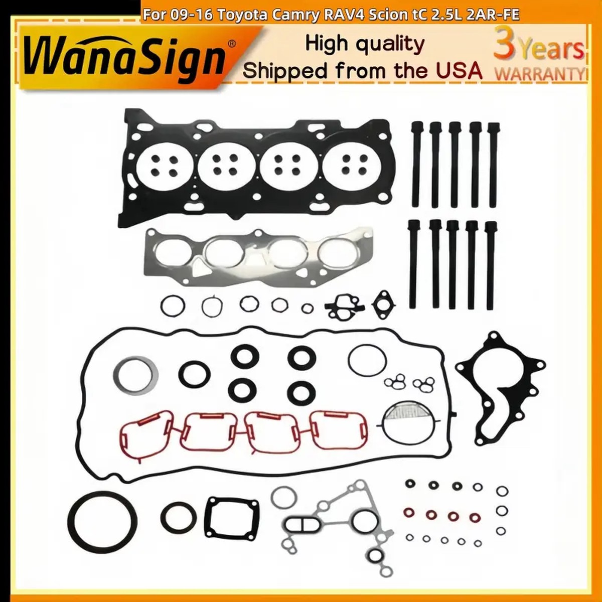 2009-2016 2AR-FE 2.5L Cylinder Head Gasket Set Bolts For Toyota Camry RAV4 Scion tC