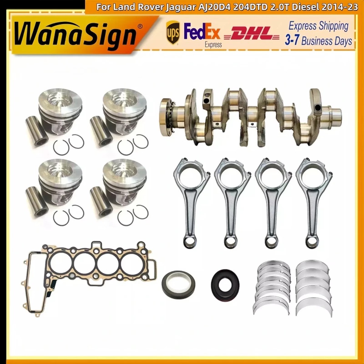 204DTD 2.0T Engine Bearing Set Crankshaft Piston Kit Cor Rod For 15-23 Land Rover Jaguar Diesel
