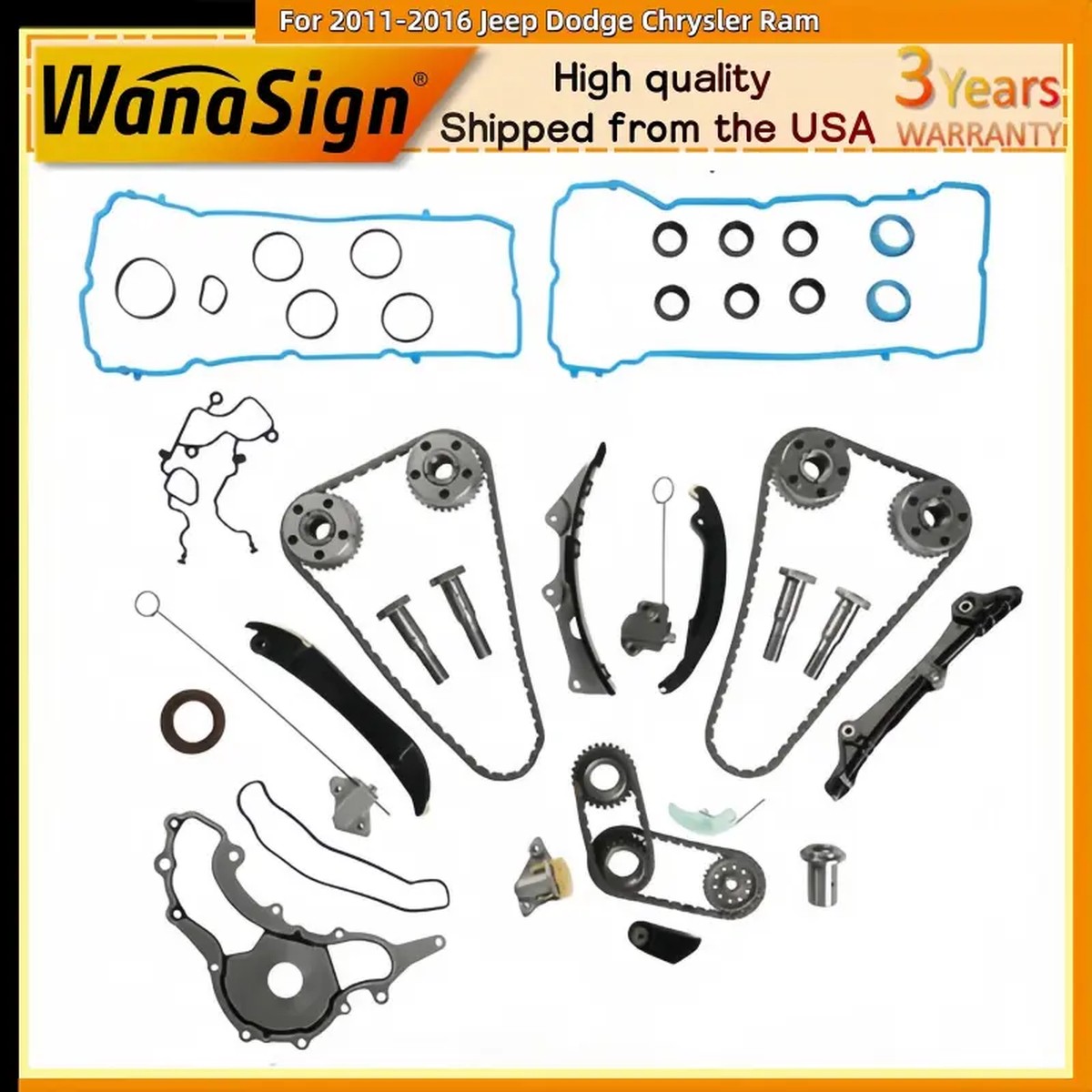 3.6L VVT Engine Lifters Cam Timing Chain Kit For 2011-16 Jeep Dodge Chrysler Ram