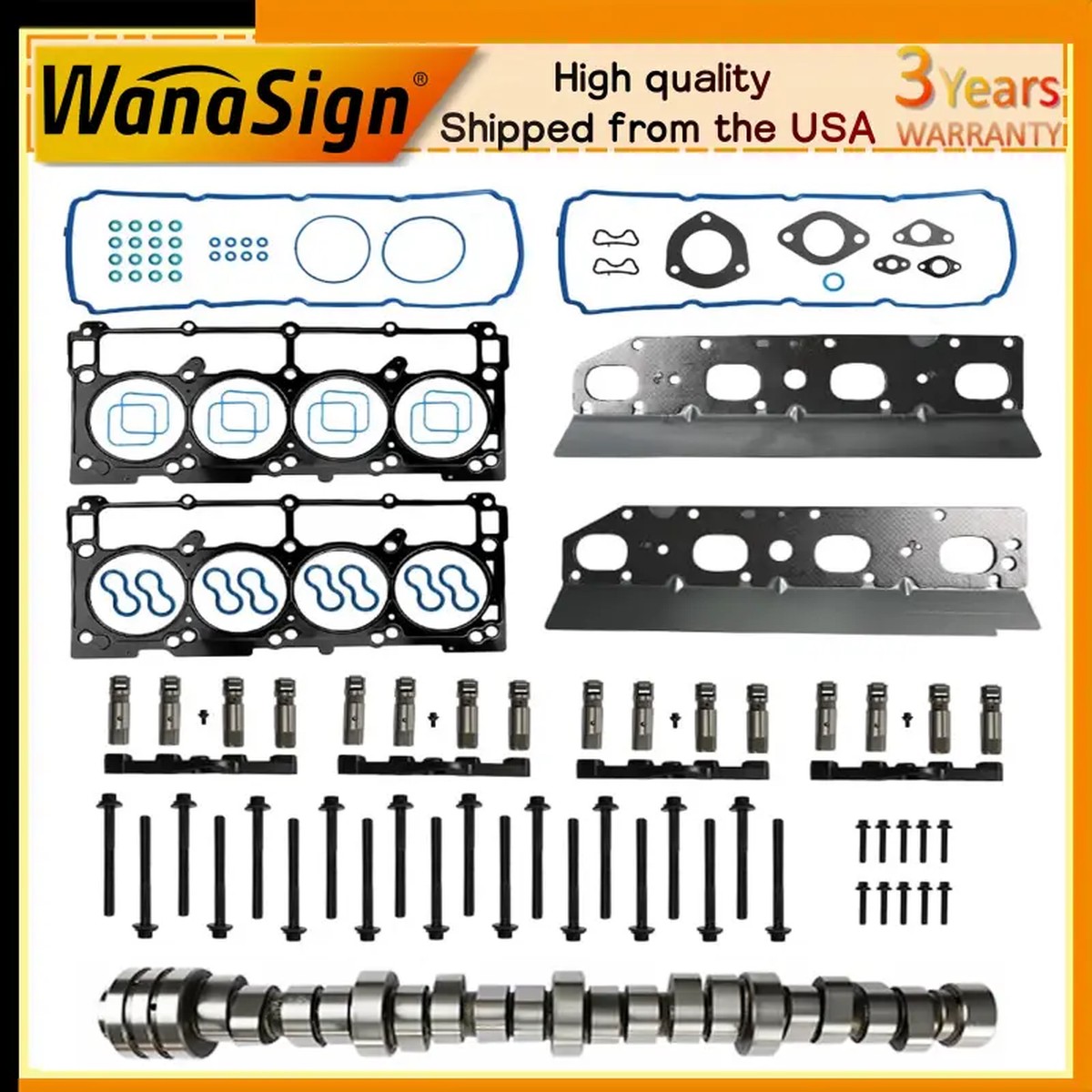 5.7 Cam MDS Lifter Kit with Head Gasket Set For Jeep Chrysler Dodge Ram 09-19 V8