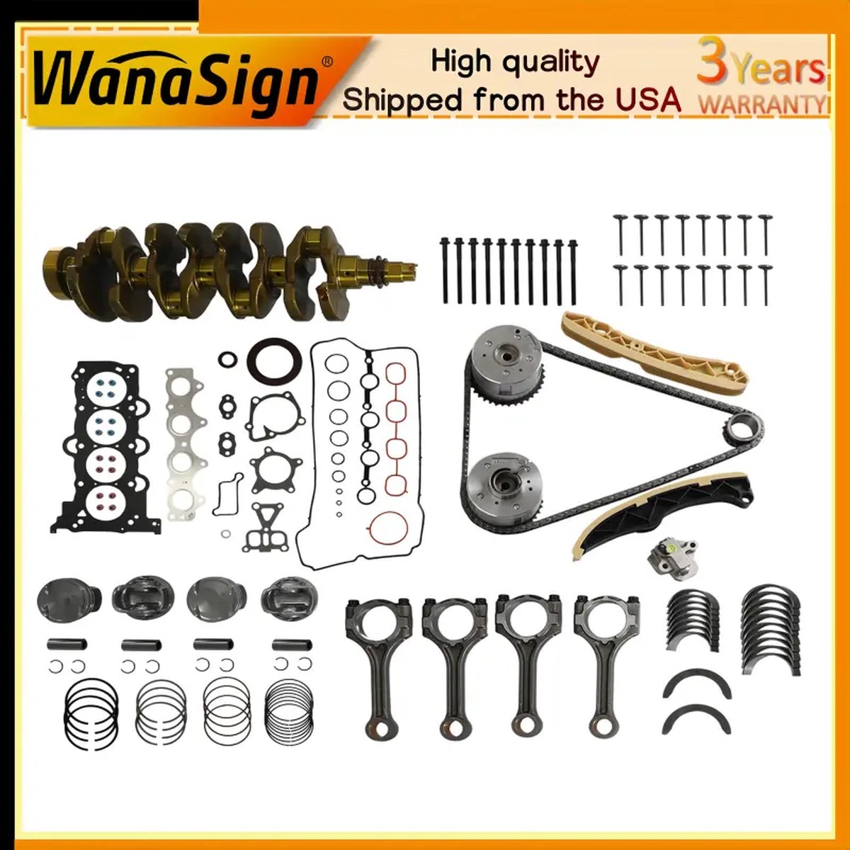 G4FJ Engine Rebuild Overhaul Kit Timing Chain Kit Fits Hyundai Kona Kia K4 1.6L 11-22