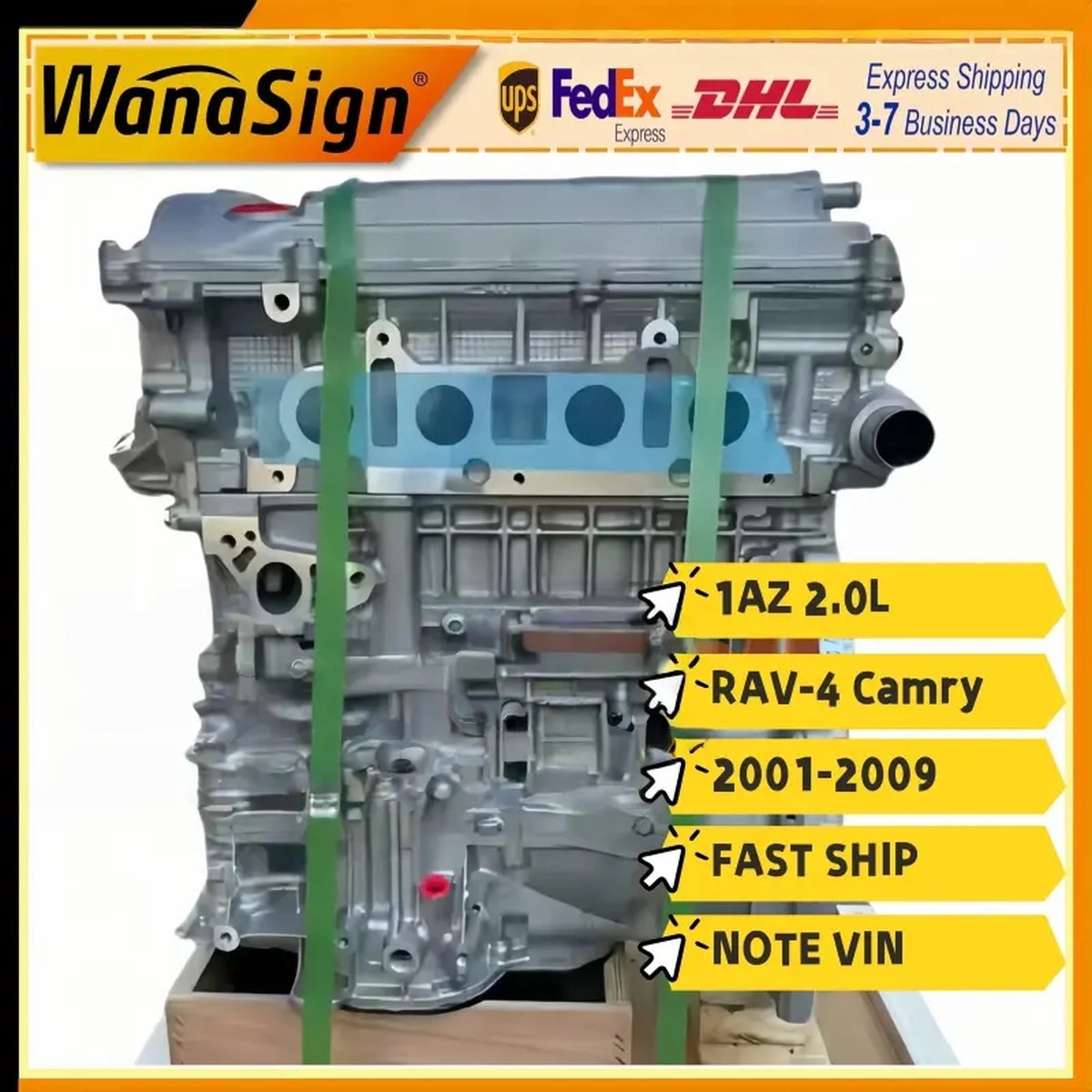 Long Block Engine Assembly For 01- Toyota RAV-4 AVENSIS VOXY LTR Camry 1AZ 2.0L