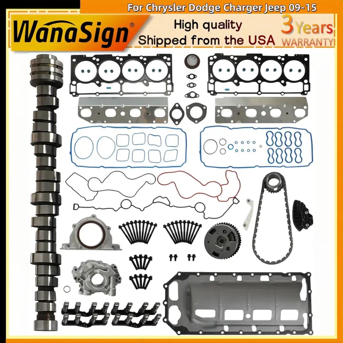 MDS 5.7L Camshaft Lifters Kit Gasket Chain For Chrysler Dodge Charger Jeep 09-15