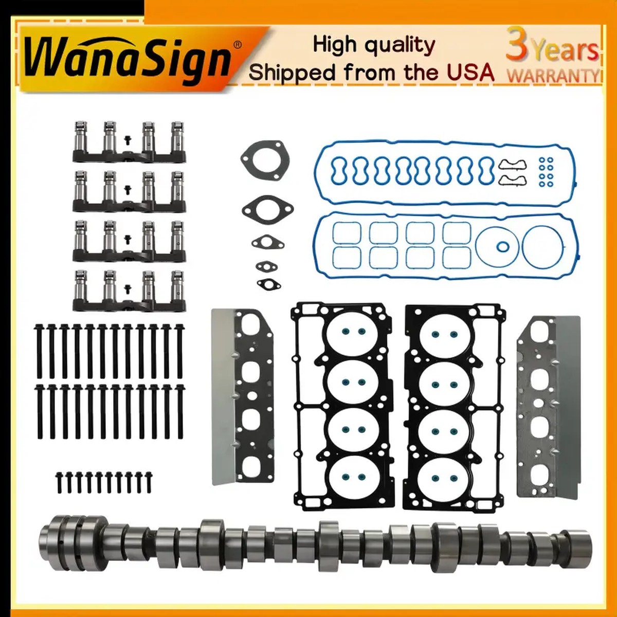 MDS Hemi Camshaft Valve Lifter Kit Head Gasket Set For Ram Dodge 5.7L V8 2009-15