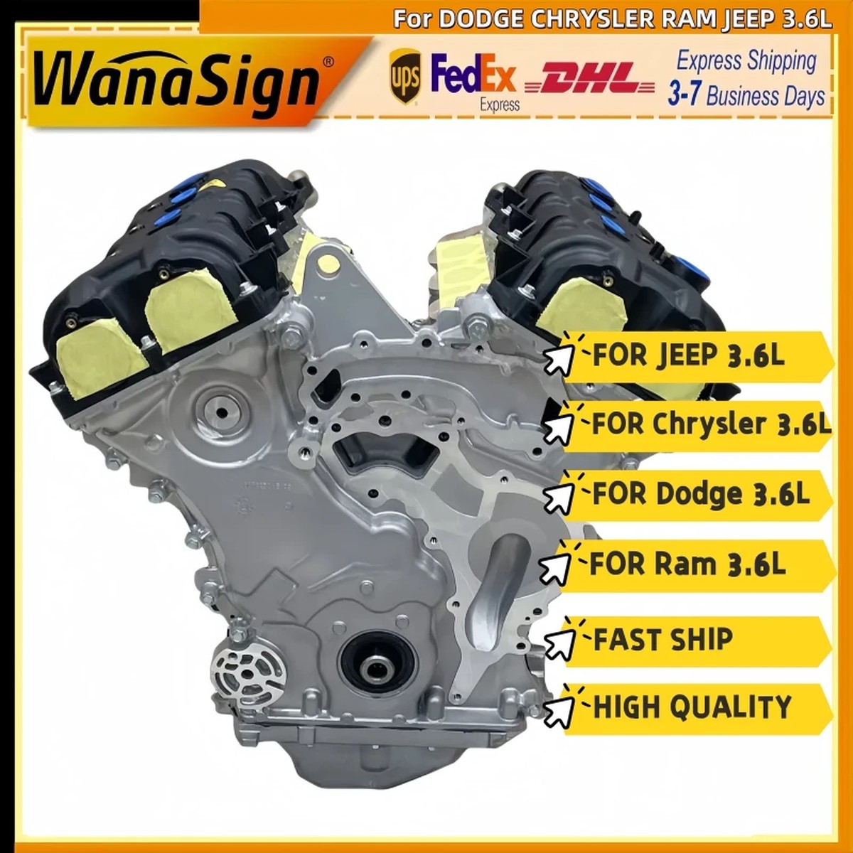 Remanufactured Engine Assembly Fit For Chrysler 300 Dodge Ram Jeep 3.6L Wrangler