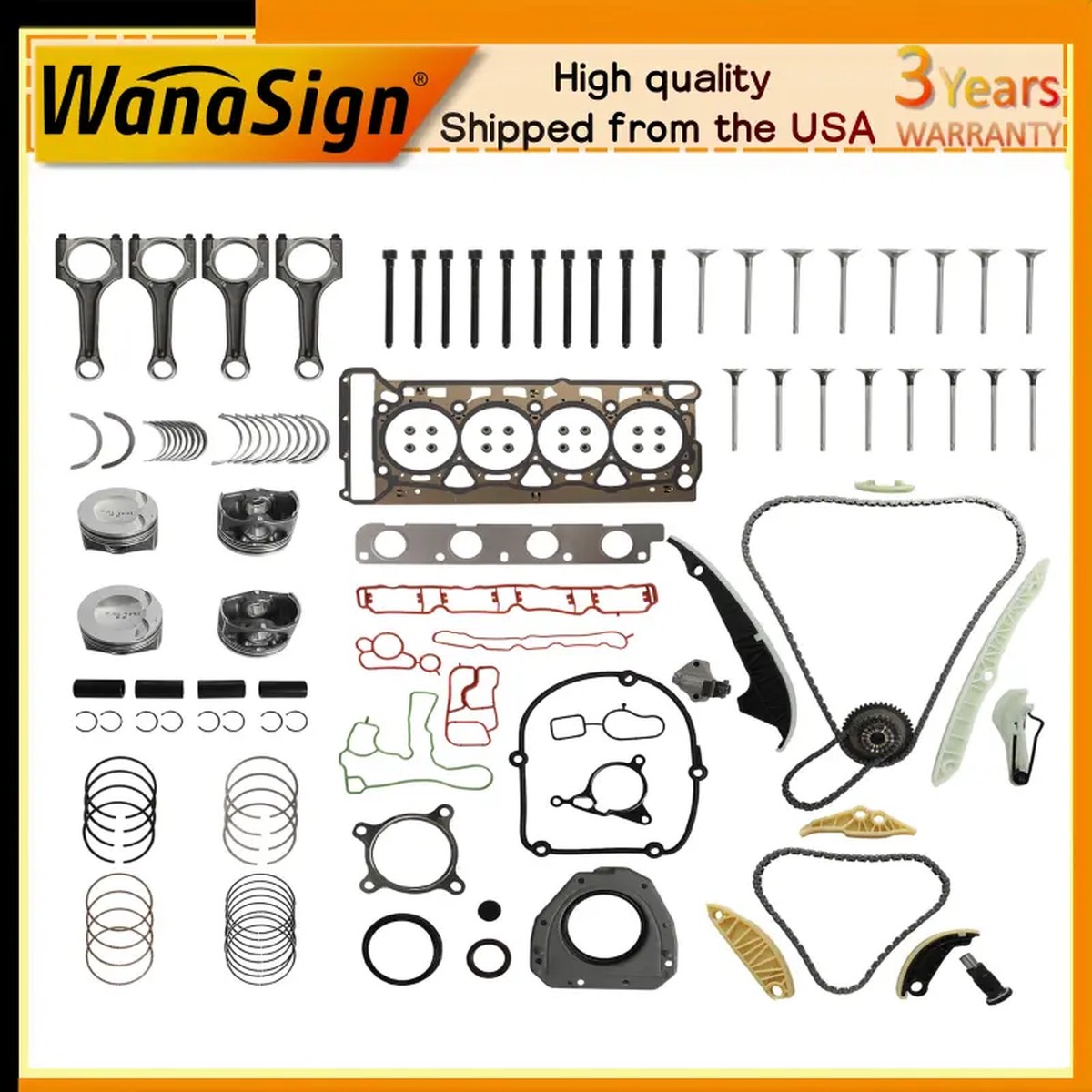 23mm Timing Chain Kit Piston Rods Set For Audi A4 A6 Q5 VW Golf GTI 2008-2015 2.0T
