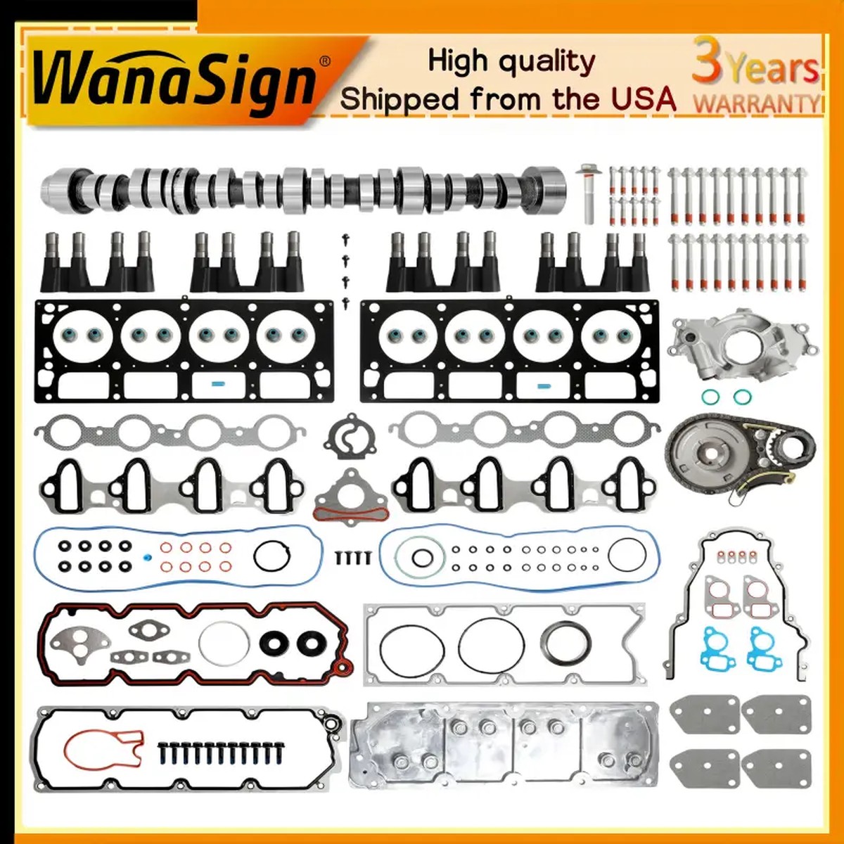 5.3 Non AFM DOD Disable Camshaft Lifters Kit Head Gasket Set For GM Chevy GMC Buick 5.3L V8 2007-2013