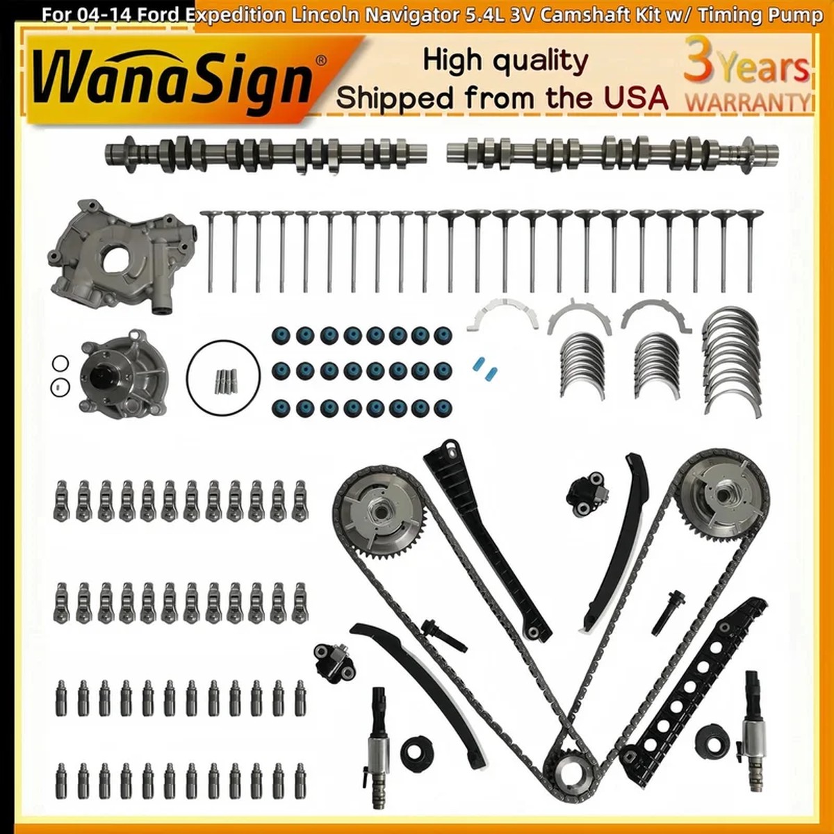 For 2004-14 Ford Expedition Lincoln Navigator 5.4L 3V Camshaft Kit Timing Pump