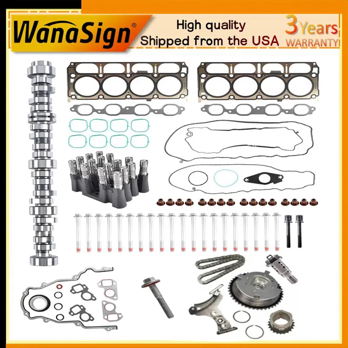 NON-AFM Camshaft Kit Lifter Head Gasket Set For GM Sierra Chevy 5.3L 2014-2021