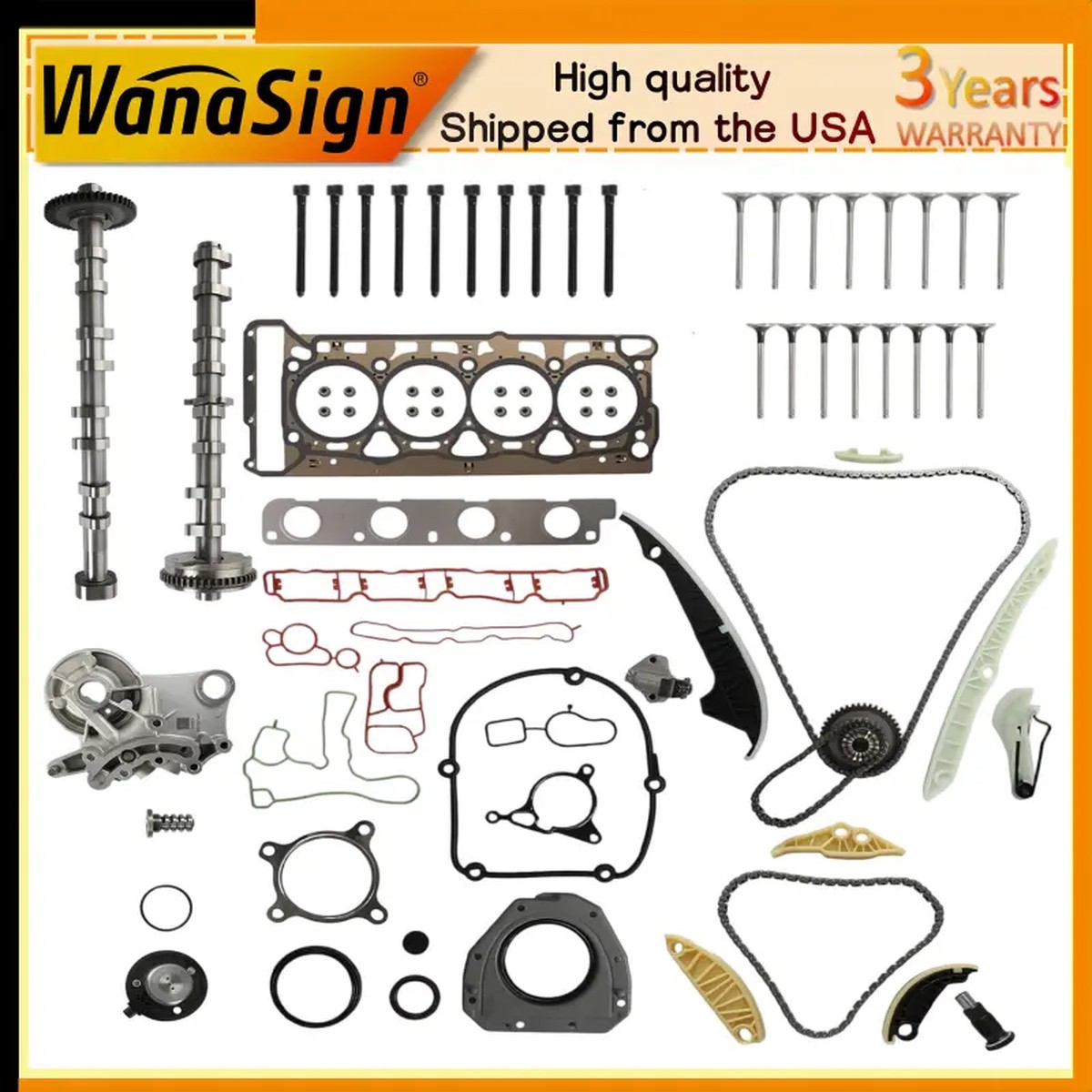 Timing Chain Kit w/ Cylinder Head Gasket Set For Audi VW 2.0T Jetta Q3 2008-2018