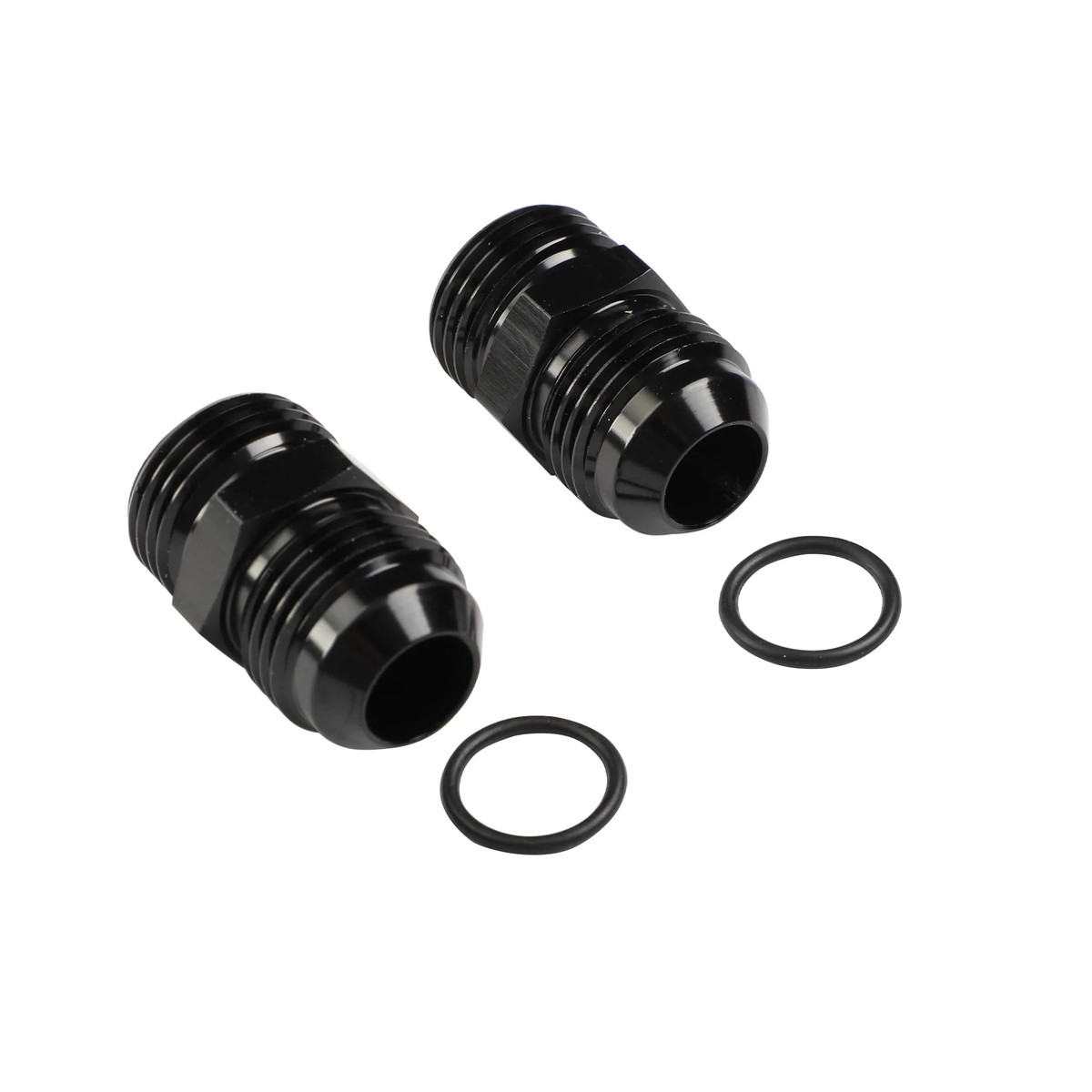 10AN Flare to 10AN ORB Male Fuel Rail Adapter Fitting Black 2PCS (ORB10-AN10)