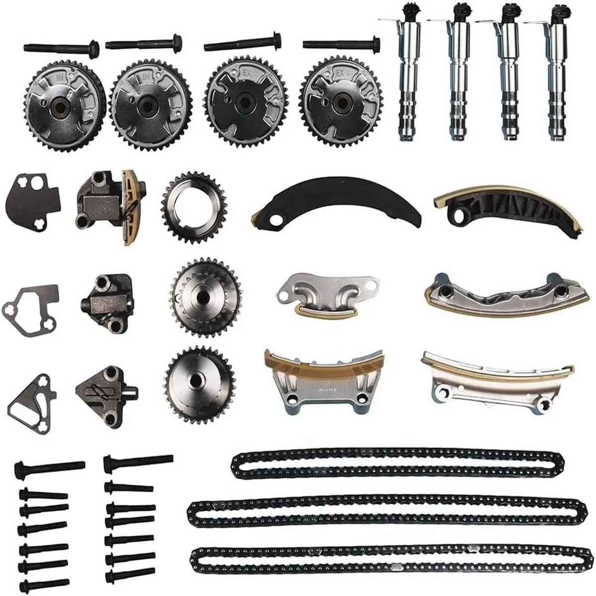 12633451 Engine Timing Chain Kit with VVT Solenoid Compatible with Cadillac Saab Suzuki 2005-2017 2.8 3.0L 3.2L 3.6L HFV6
