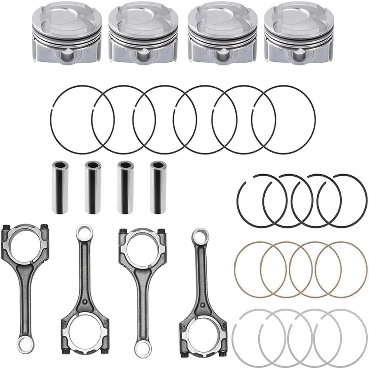 4 Set Connecting Rod Piston Fit for Hyundai Kia Accent Rio 1.6L DOHC 2012-2016