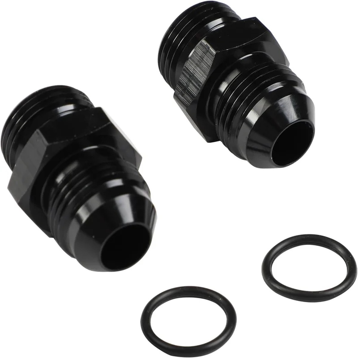 8AN Flare to 8AN ORB Male Fuel Rail Adapter Fitting Black 2PCS (ORB8-AN8)