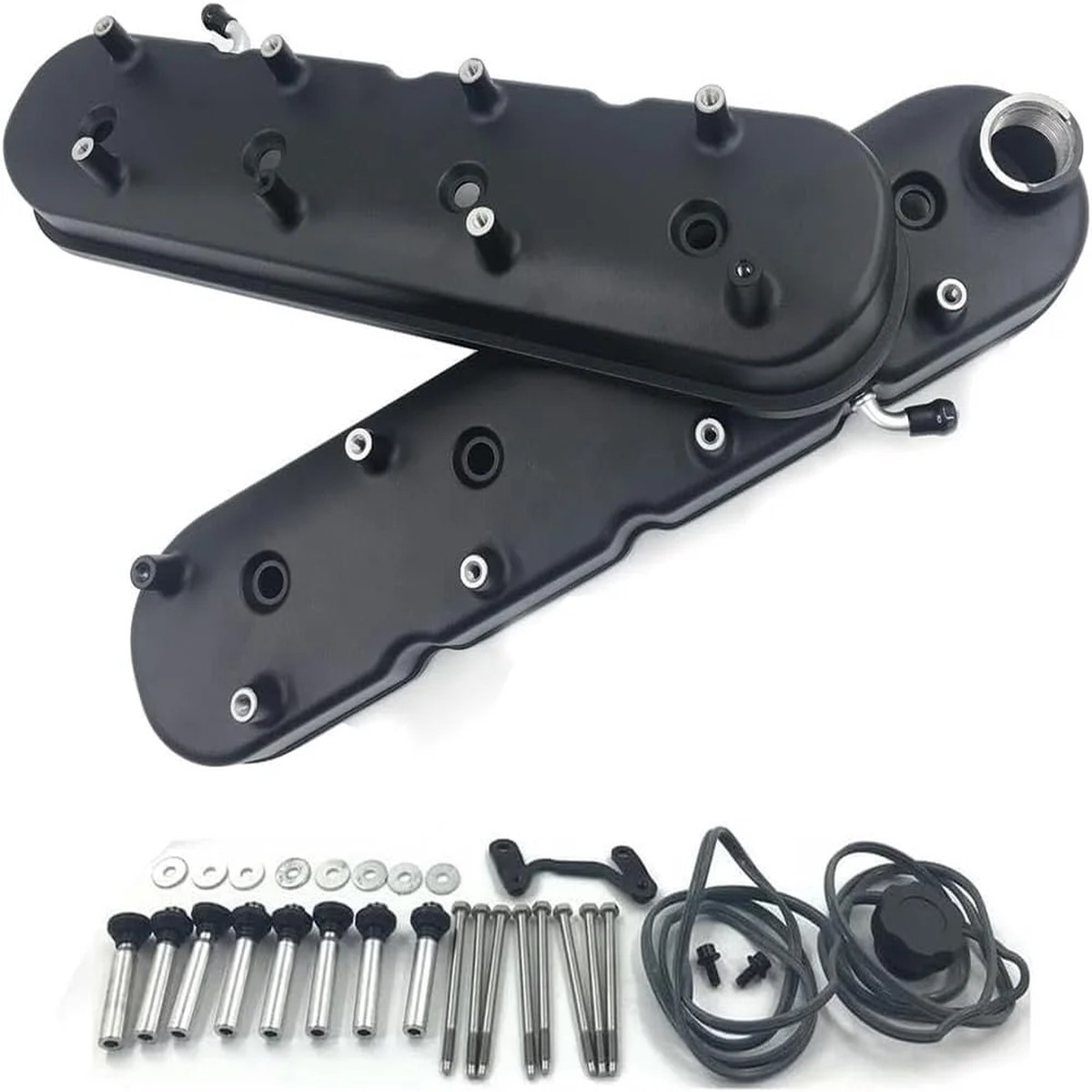 Black Cast Aluminum Tall LS Valve Covers with Coil Mounts For GM LS1 LS2 LS3 LS6 5.3 6.0