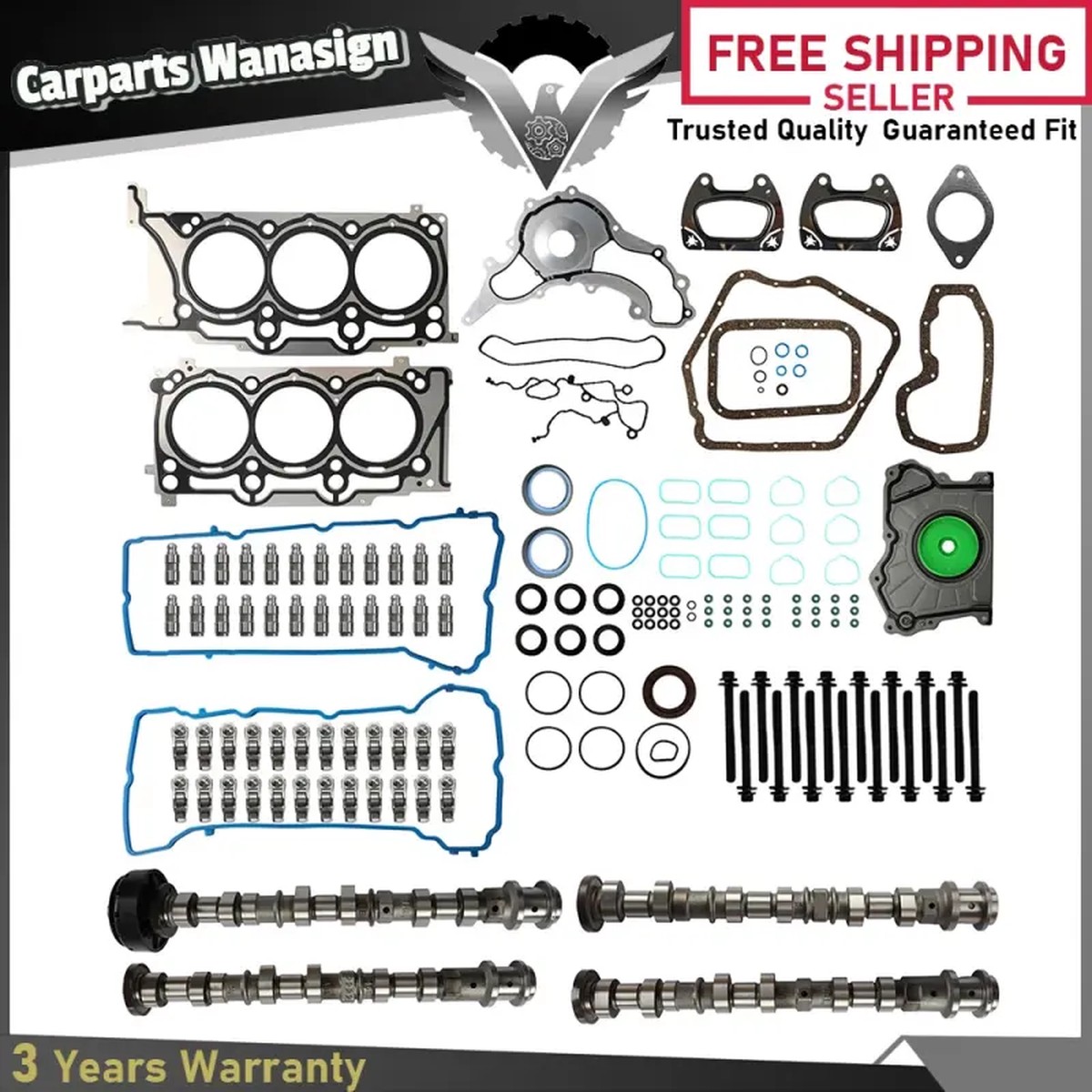 Cam&Rocker Arms&Valve Lifters&Head Gaskets Set For 2011-2016 Chrysler Jeep 3.6L