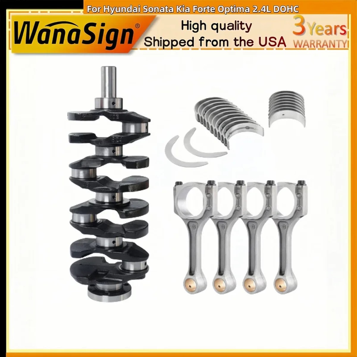 Crankshaft Rods Bearing Kit For 2006-2020 Hyundai Sonata Kia Forte Optima 2.4L