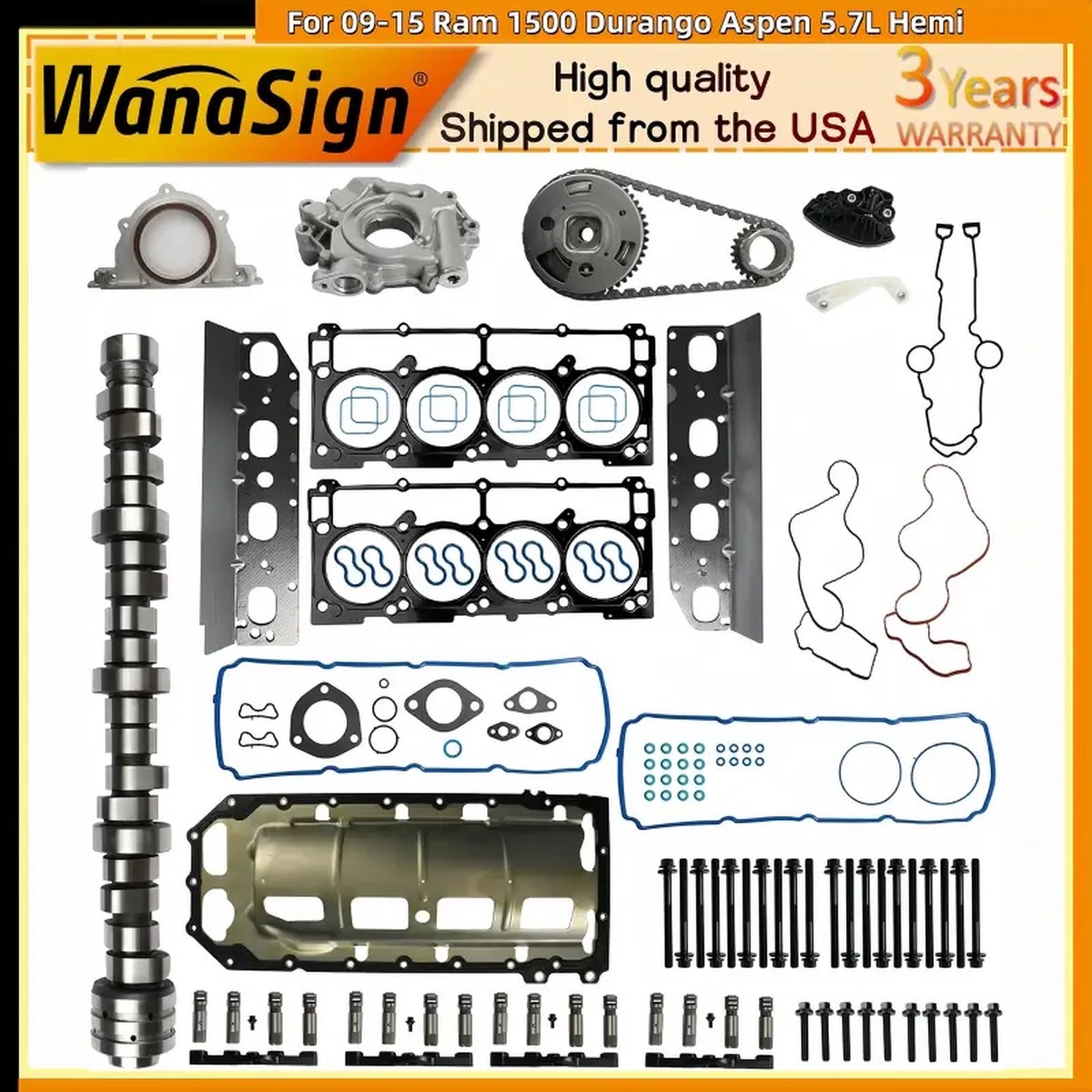 Fit For Ram 1500 2009-2015 5.7L Hemi MDS Lifters Timing Camshaft Gasket Pump Kit