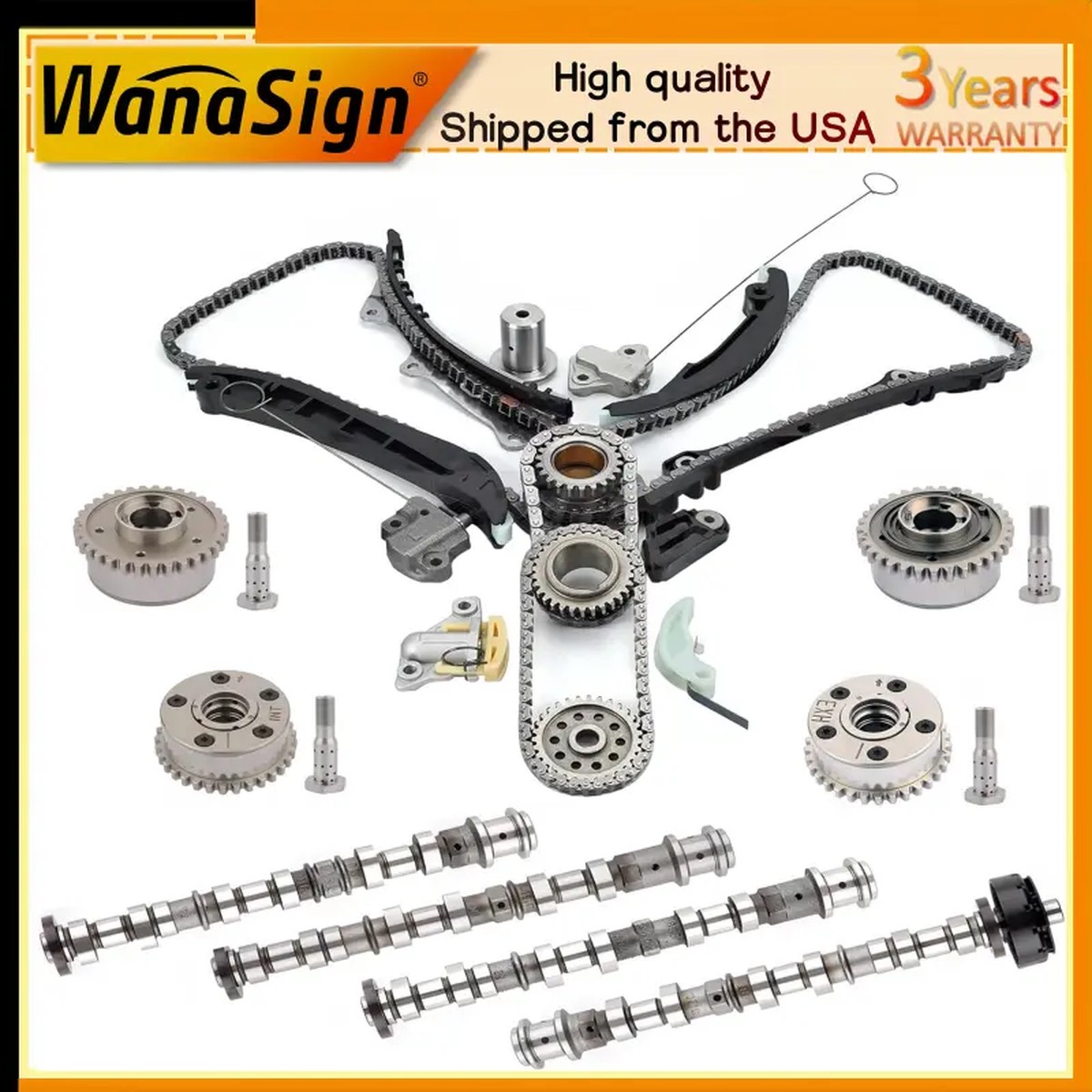 For 11-15 Chrysler Jeep Ram 3.6L 4pcs Intake&Exhaust Camshaft & Timing Chain Kit