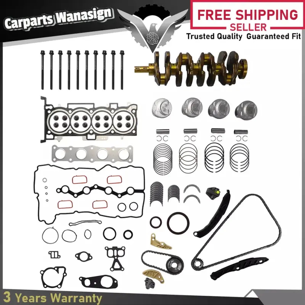 G4KH 2.0L TURBO Engine Rebuild Kit Crankshaft Pistons Fits Hyundai Genesis Coupe