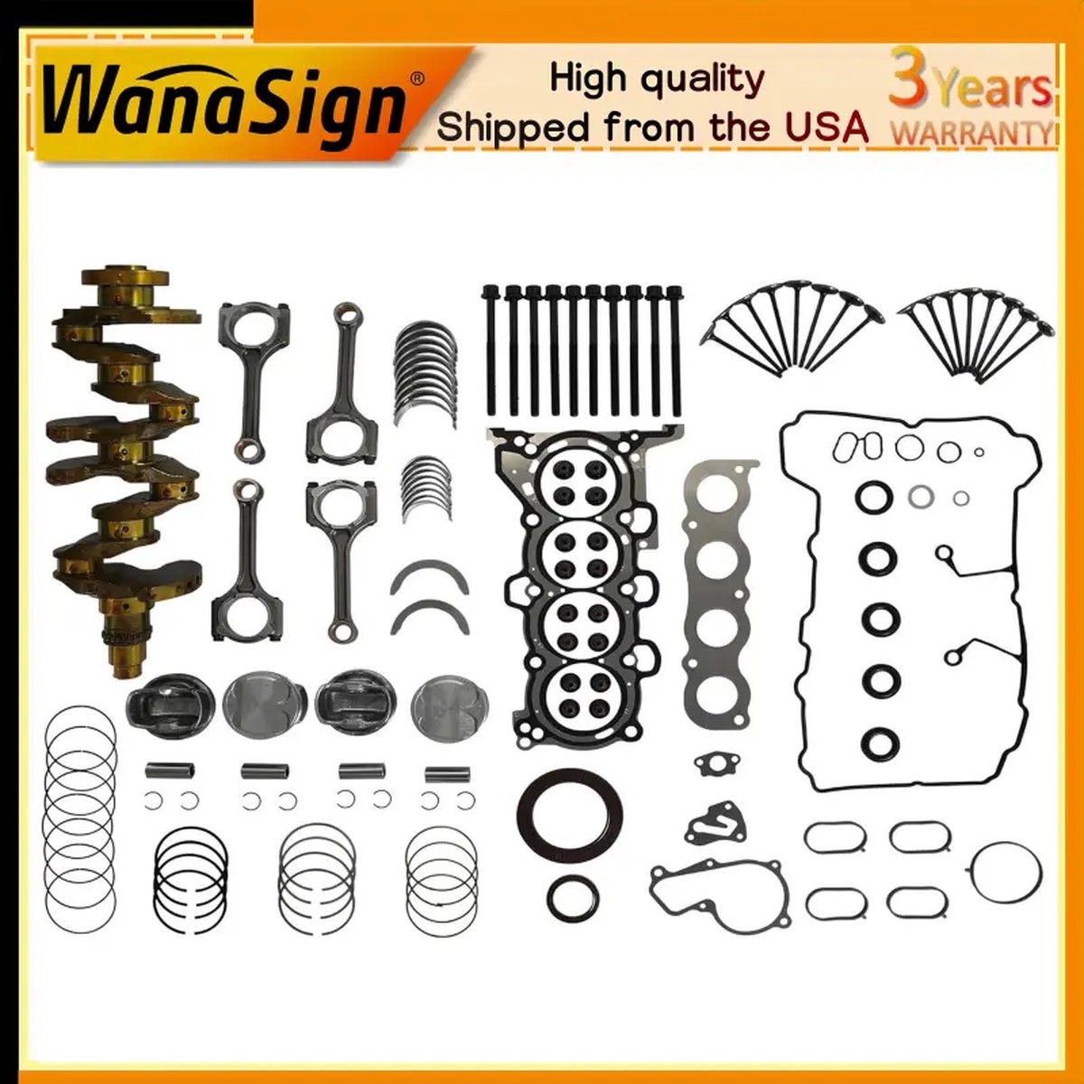G4NH 2.0L Engine Crankshaft Con Rods Head Gasket Set For 2015-2020 Hyundai Kia