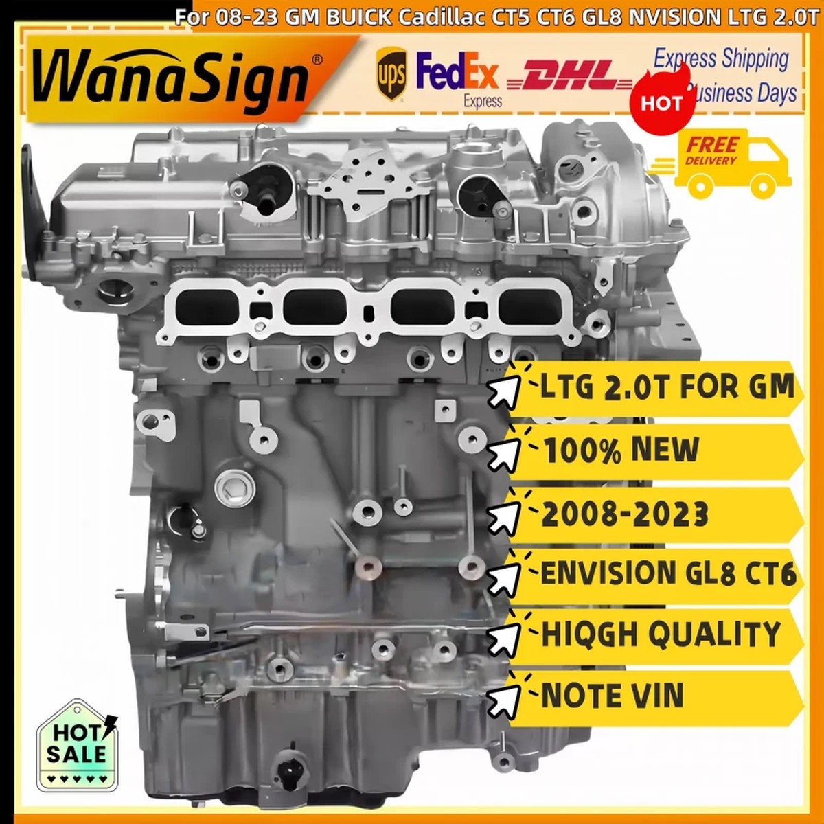 Long Block Engine Assembly For 08-23 GM BUICK Cadillac CT5 GL8 NVISION LTG 2.0T