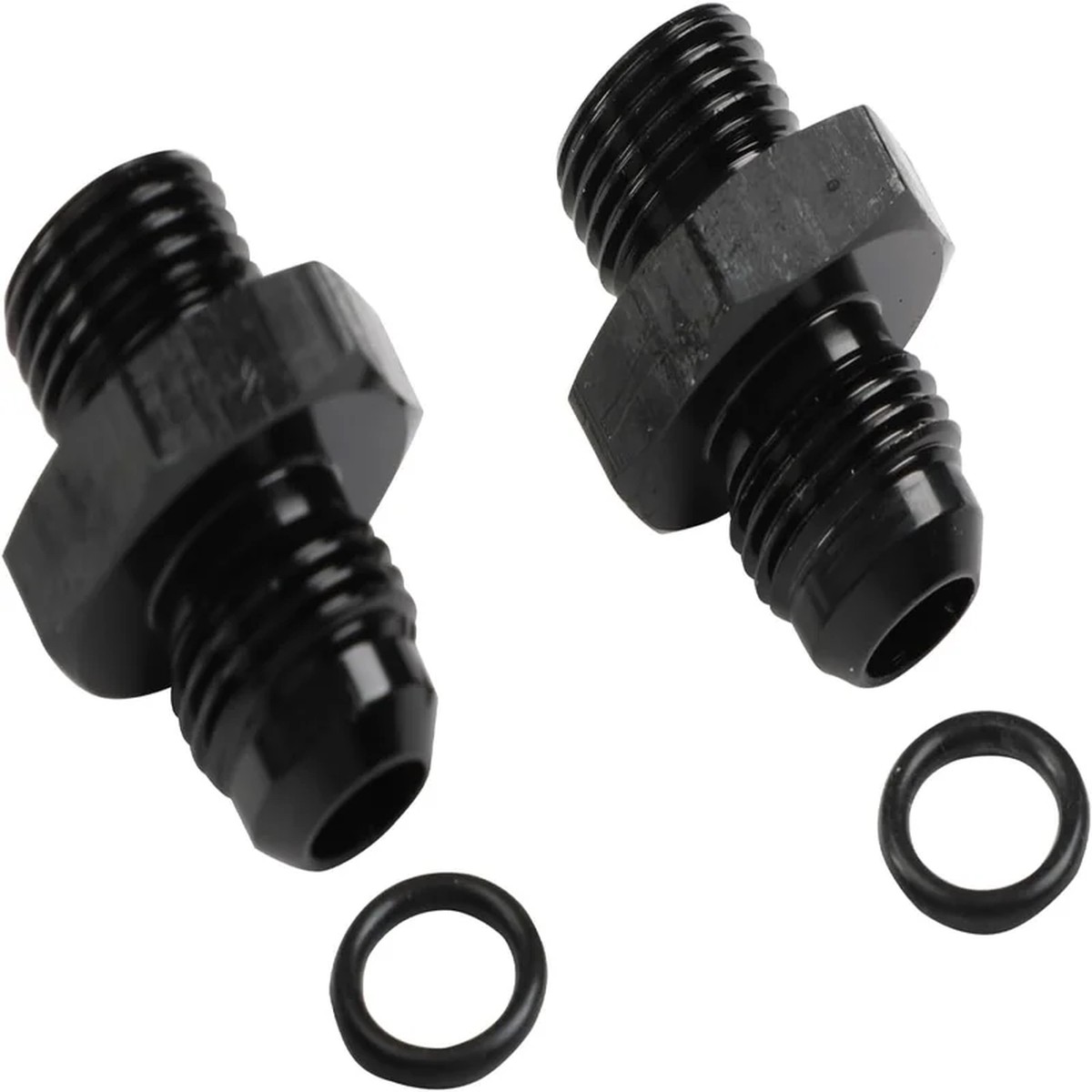6AN Flare to 6AN ORB Male Fuel Rail Adapter Fitting Black 2PCS (ORB6-AN6)