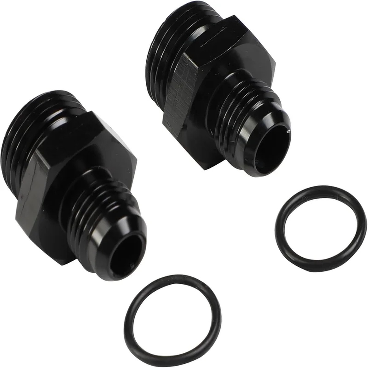 6AN Flare to 8AN ORB Male Fuel Rail Adapter Fitting Black 2PCS (ORB8-AN6)